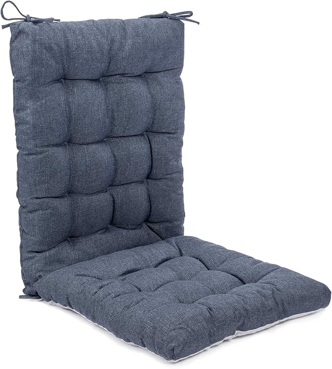 Rocking Chair Cushions Comfortable Tufted Seat Cushion Pads Non-Skid Backed Set of Backrest Cushion and Seat Bottom for Porch Rocker Adirondack Chair (Navy, Backrest-24X17,Bottom-17x17)