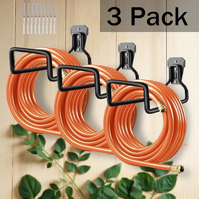 Garden Hose Holder, Wall Mount Hose Hanger Heavy Duty Organizer for Water Hoses Metal Hook Wall Mounted Rack for Hoses Storage, 1 Pack