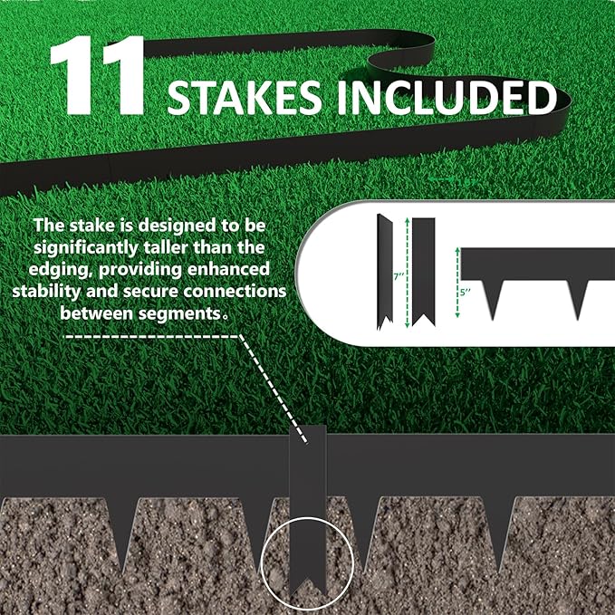 33ft. Galvanized Steel Landscape Edging (10-Pack) – 40" Metal Edging for Landscaping with 11 Stakes, Hammer-in Metal Landscaping Edging for Yard Pathway & Flower Beds – Lawn Edge for Garden Design