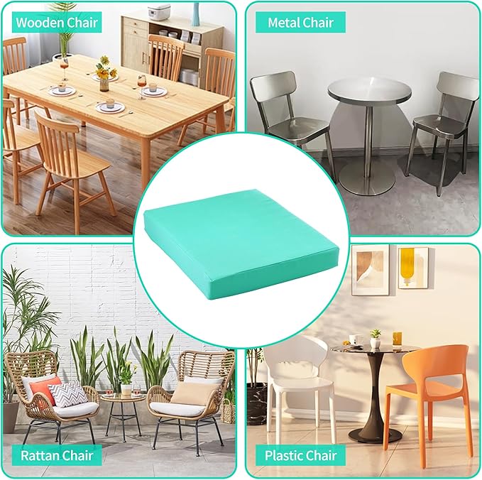 coolboss Outdoor Chair Cushions Set of 4, Outdoor Cushions for Patio Furniture, Water Resistant Chair Cushions for Outdoor Furniture Square Corner Patio Cushions with Non-Slip Ties, 18.5"x16"x3, Teal