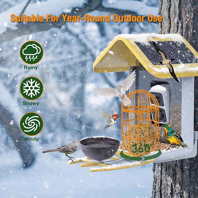 Metal Suet Ball Holder for Bird - Compatible with Most Outdoor Smart Feeders - Oval-Shaped Suet Ball Holder for Outdoors Bird Feeder Accessories with 5mm Screw (Orange)