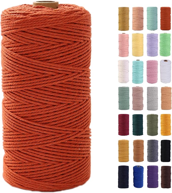MAOQIAN Rust Red Macrame Cord 2mm x 220Yards,Colored Cotton Rope Colorful Cotton Cord Soft Craft Cord Twine for Wall Hanging Plant Hangers Crafts Decorative Projects