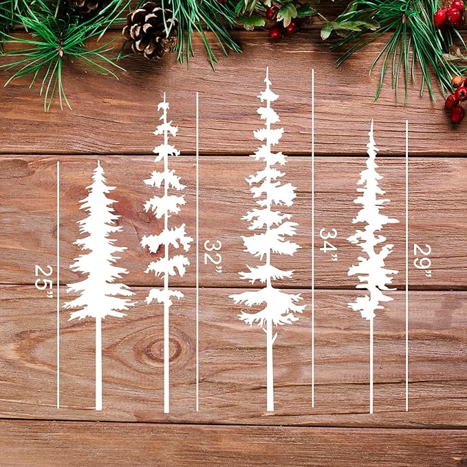 Large Pine Tree Stencils for Painting on Wood Fence Giant Wall Stencils Reusable Forest Tree Mural Templates for Wall Garden Fence Window Furniture