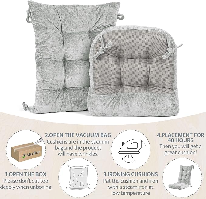 mudilun Rocking Chair Cushion Set - Non-Slip Tufted Rocking Chair Cushions with Ties Soft Indoor/Outdoor Wooden Rocking Chair Seat Pad for Porch Garden Cafe & Nursing