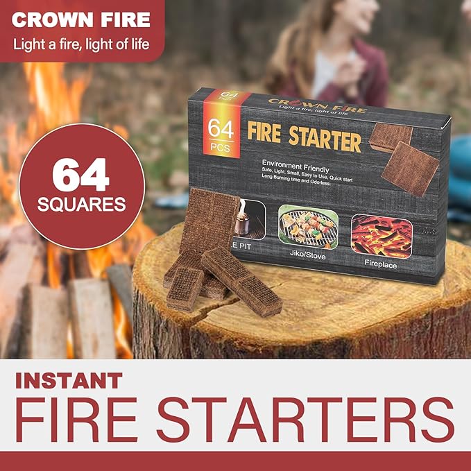 Fire Starters for Solo Stove Mesa, 60 Count BBQ Firestarter and Fireplace Accessories, Pellets for Bonfire and Firepit, Camping, Grilling, Cooking, Campfires, Charcoal, Wood, and Sticks (64 Cubes)