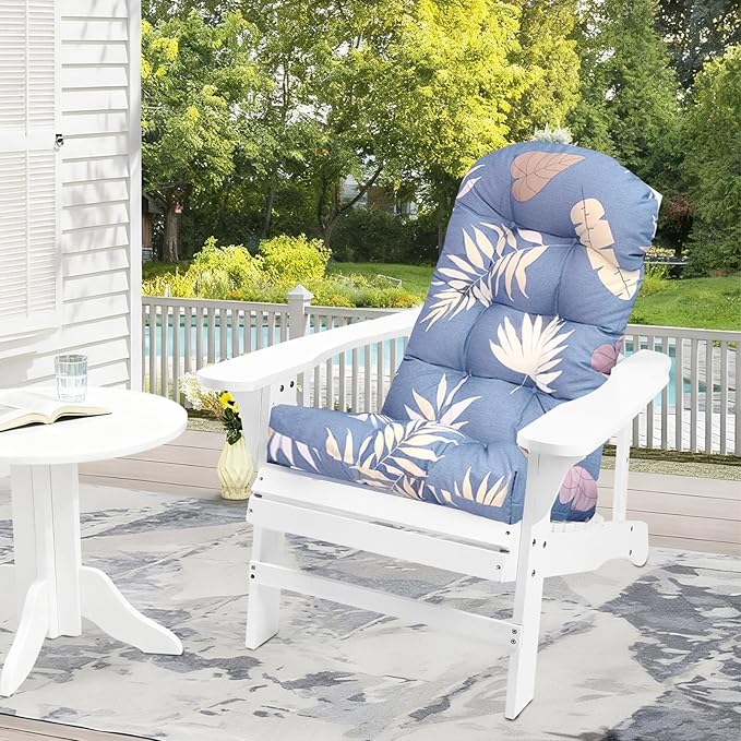 Outdoor Adirondack Chair Cushion with Ties Non Slip Waterproof High Back Lawn Chair Cushions Thicken Printing Patio Chair Pad 43"*20"*3.9" for Living Room Decoration