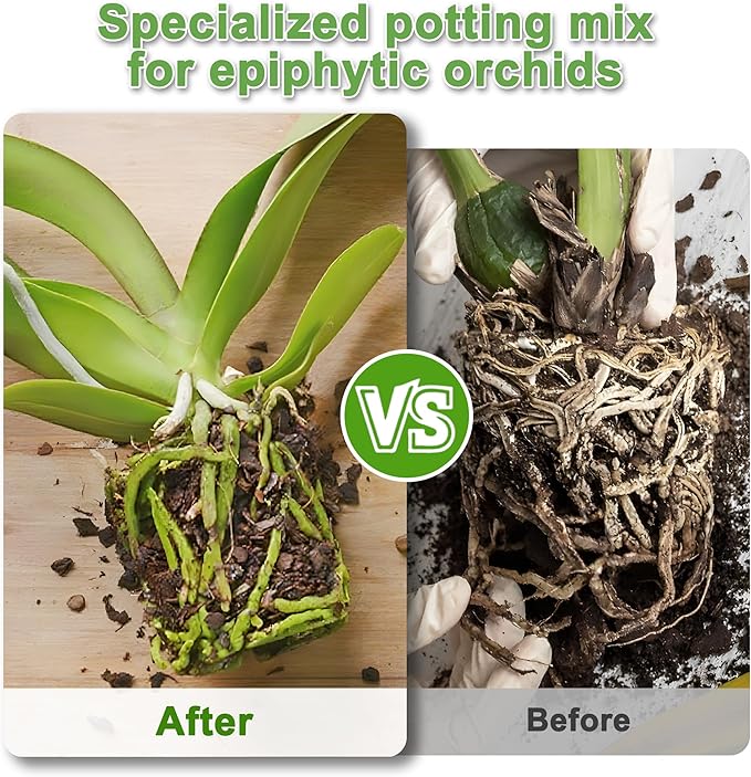 Orchid Bark Potting Mix 18QT - Orchid Soil Mix with Pine Bark, Perlite, Sphagnum Moss & Leca Clay, Fast-Draining Mix for Repotting Phalaenopsis & All Epiphytic Orchids, Indoor Orchid Mulch
