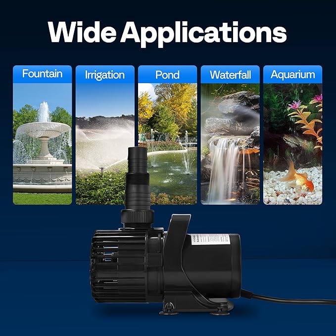 VIVOHOME 220W 4500GPH Submersible Water Pump with 180° Seamless Adjustable Nozzle and Barrier Bag for Koi Pond Waterfall Fountains Fish Tank