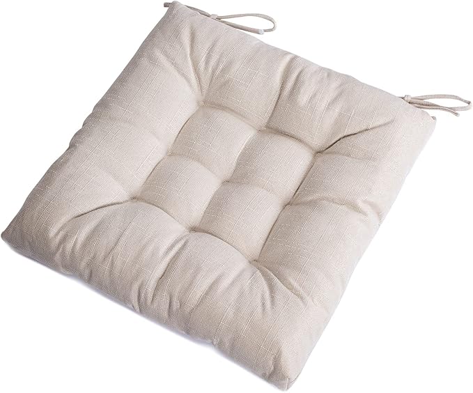 SQUARE MOON 4 Pack Chair Cushions, Seat Cushions, Chair Pads, Chair Mat for Indoor, Outdoor Dining Chair, Kitchen Chairs, Dining Room Chairs (16" × 16" × 4 Pack, Ivory)