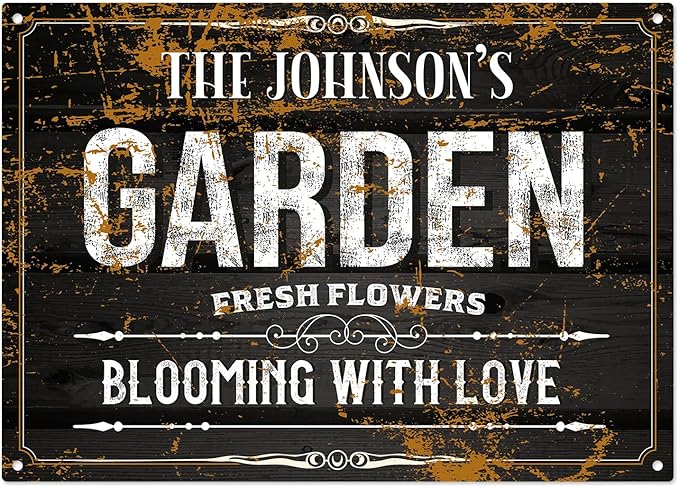 Custom Garden Blooming With Love Sign, Personalized Name For Backyard/Flower Garden Décor Sign, 10x14 Inches, Rust Free .040 Aluminum, Fade Resistant, Made in USA by Sigo Signs