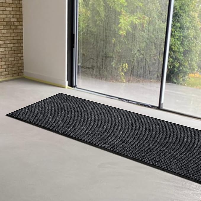 LuxUrux® Durable Rubber Door Mat - Heavy Duty, Indoor/Outdoor, Easy Clean, Waterproof, Patio, Garage - Commercial Floor Mat for Entry (Charcoal, 2' x 6' (Runner))