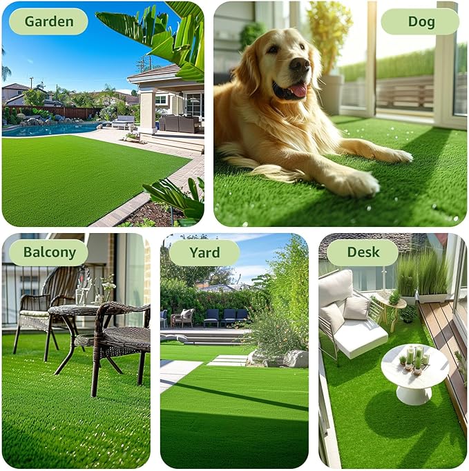 LOOBANI Synthetic Artificial Turf Roll, Artificial Grass for Dog Potty with Drainage Holes, Fake Grass Rug for Garden Landscape Balcony Patio Backyard Decoration, 4 Feet x 6 Feet