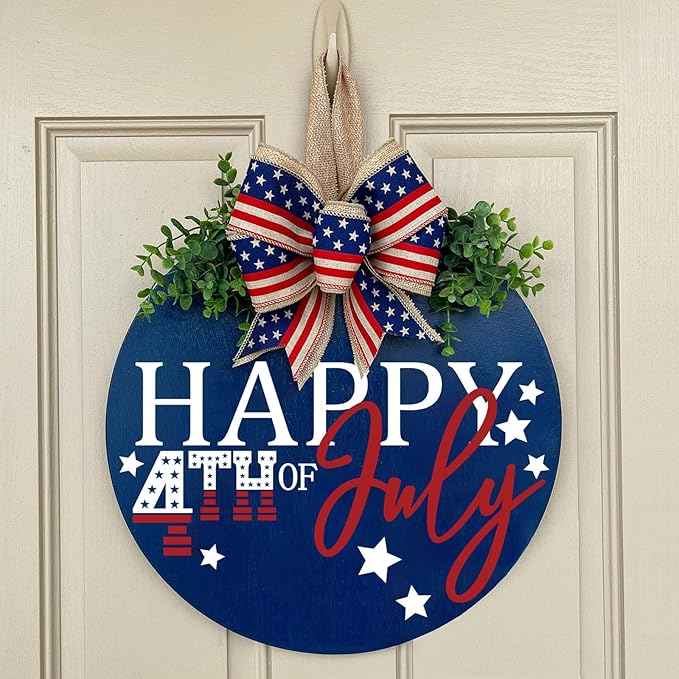 Welcome Sign for Front Door Decoration, 12" Round Wood Wreaths Hanging Welcome Sign Porch Farmhouse Decor Housewarming Gift
