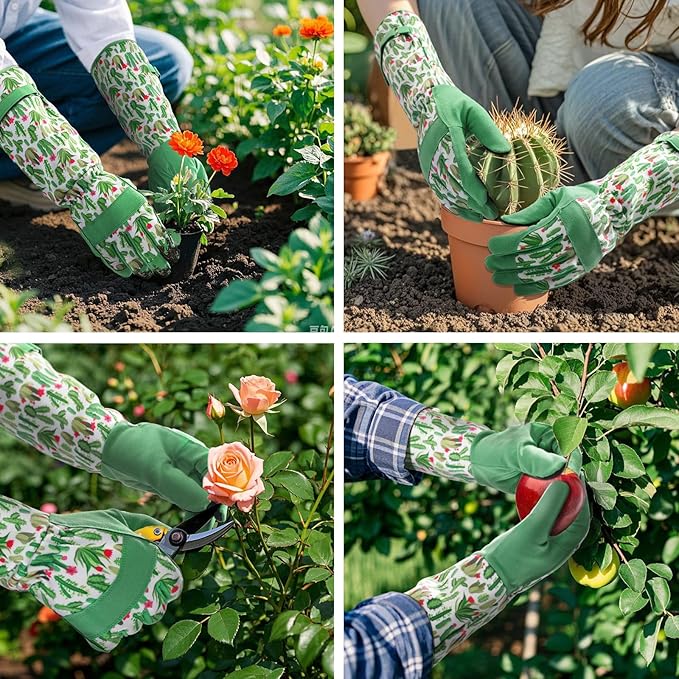 Trifabricy Gardening Gloves for Women - Long Garden Gloves with Grip Breathable, Thorn-Proof Puncture-Resistant Work Gloves