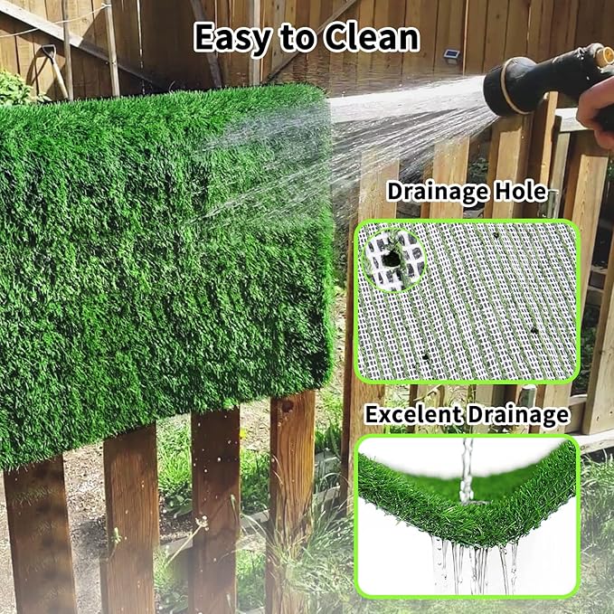 Grass Pad for Dogs 32 x 48 inches, Strong Absorbency Soft Artificial Grass for Pets Potty Training, Easy to Clean Fake Grass for Dog Indoor Outdoor Use (1 Pack)