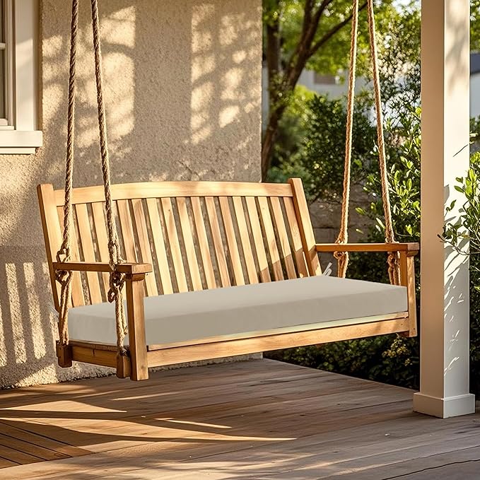 Outdoor Bench Cushion Waterproof 42"x18" – Fade-Resistant Patio Furniture Cushion with Ties for Porch Swing, Loveseat, or Indoor Bench Replacement, Cream