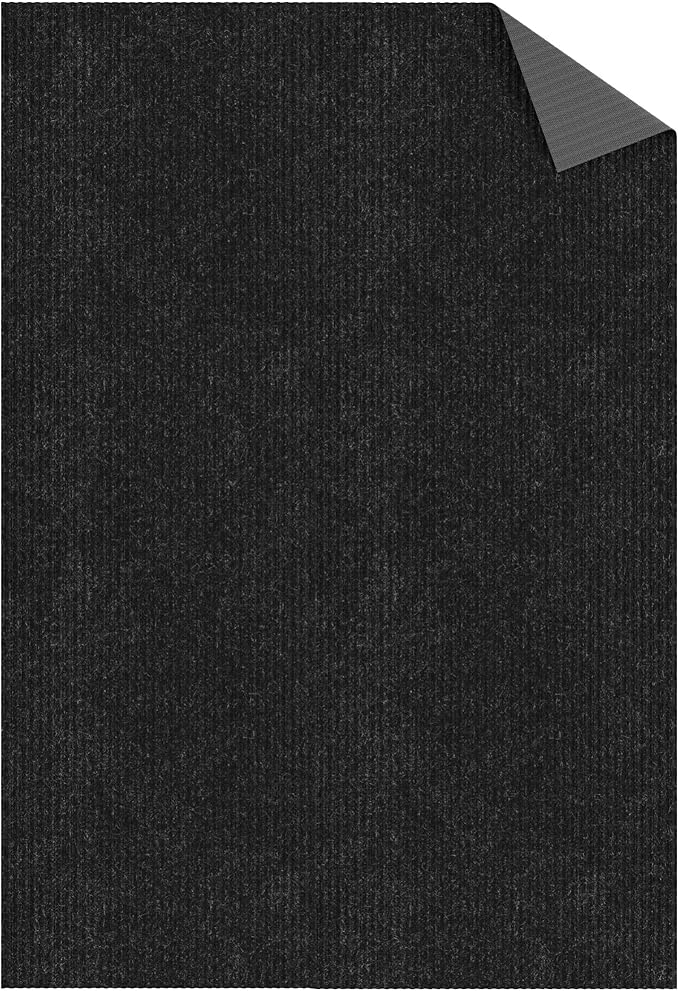 Ottomanson Front Door Mat – Non Slip Scraper Mud Mat for High Traffic Entryways, RV & Patio – Dirt Trapping and Durable for Indoor & Outdoor Use – 2' x 2' – Black