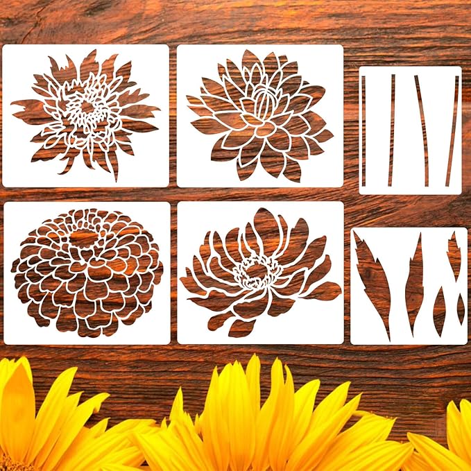 Large Flower Stencils for Painting Flower Stencils for Walls 14” Floral Stencil Templates for Garden Fence Wood Furniture