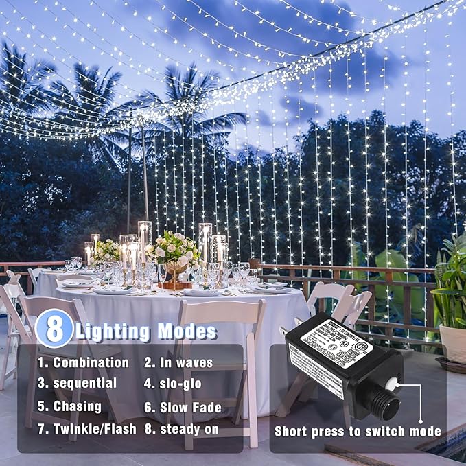 262FT 800 LED Outdoor String Lights, Extra Long Christmas String Lights Indoor with 8 Modes Waterproof, Plug in Fairy Twinkle Lights for Bedroom, House, Wedding, Party, Garden Decorations, White
