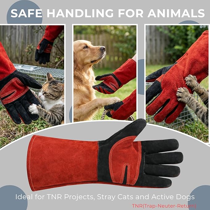 Welding Gloves for Men Women, 16 Inch Leather Heat Resistant Work Gloves, MIG TIG Welding, BBQ, Fireplace