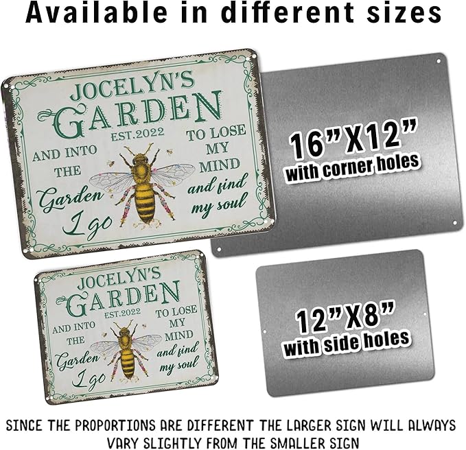 Customize Metal Signs with Name Garden Sign Personalized Waterproof Vintage Decorative Metal Print for Wall Decor Home Garden Ideas Gifts Made in USA