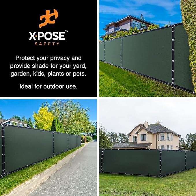 Xpose Safety Privacy Fence Screen 5’ x 50’ (24 Pack) – Heavy Duty Green Mesh with 90% Visibility Block, UV Protection – for Garden, Yard, Nursery, Kennel, Dog Run, Greenhouse