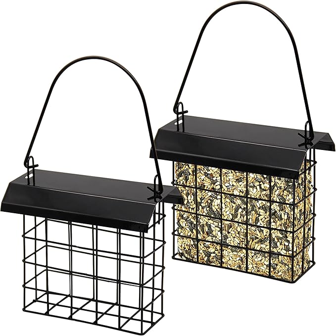 FORUP Suet Bird Feeder, Hanging Suet Feeder, Single Suet Cake Bird Feeder, One Suet Capacity, 2 Pack