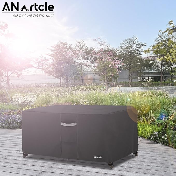 Patio Coffee Table Cover, 600D Waterproof Heavy Duty Rectangular Outdoor Table Cover,Patio Furniture Covers,48 x 28 x 16 inch,Black