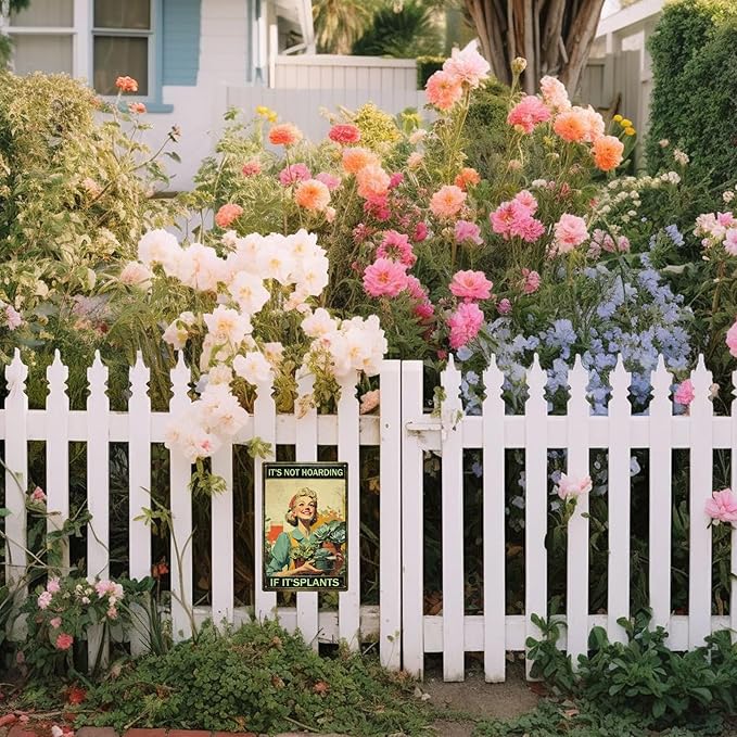 Garden Signs for Outside Funny Garden Decor Metal Tin Signs "It's Not Hoarding If It's Plants "for women Gardener (20cm*30cm) (4)