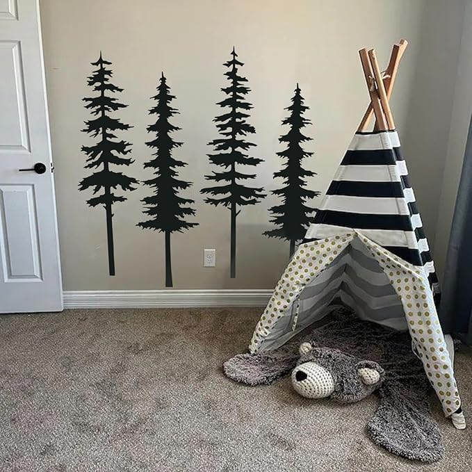 Large Stencils for Painting on Wood Fence Giant Wall Stencils Reusable Templates for Garden Fence Window Wall Furniture Mural (Pine Tree)