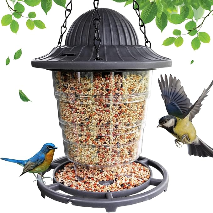 Small Bird Feeder - Durable Plastic Design, Easy Fill & Clean, Attracts Finches & Songbirds, Great for Outdoor Use in Yards, Porches and Decks