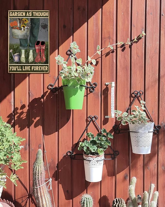 Funny Garden Metal Sign for Decor, GARDEN AS THOUGH YOU'LL LIVE FOREVER Vintage Backyard Porch Yard Garden Decor Outdoor, Gift for Woman, Wife, Mama, Grandma 8x12"