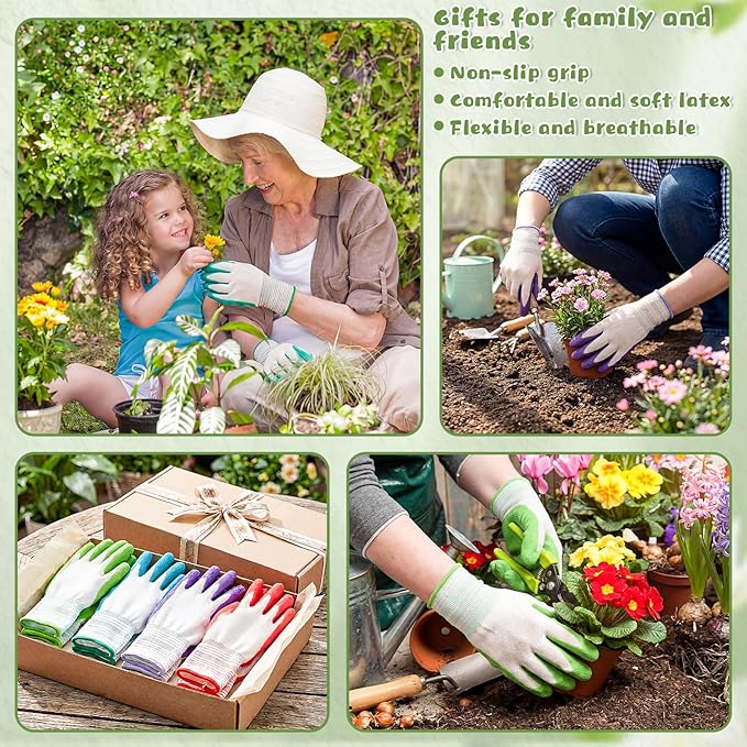 24 Pairs Gardening Gloves for Women Breathable Rubber Coated Garden Gloves Ladies Yard Protective Work with Grip for Outdoor Indoor Yard, General Purpose, 4 Colors