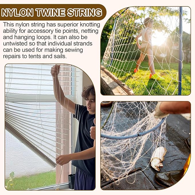 White Nylon String,984ft 2mm Nylon Cord Twine for Garden,Tomato,Climbing Plant,Tie Floristry,Fishing,Wrapping,Camping and Outdoor Survival,Netting Home Improvement
