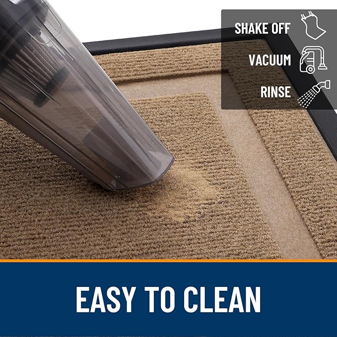 OLANLY Front Door Mat Indoor Outdoor Entrance, Waterproof All-Season, All-Weather Doormat, Sturdy Natural Rubber, Fade Resistant, Low Profile, Easy Clean Patio Porch Entryway Mat, 47x30, Light Borwn