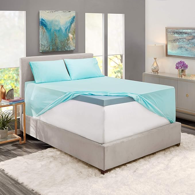 Clara Clark Fitted Sheet, Extra Deep Pocket Fits Deep Mattress, Luxury Soft Fitted Sheet Only, King - Extra Deep Aqua Light Blue