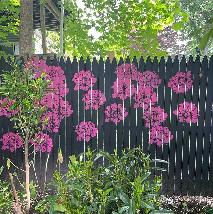 Large Flower Stencils for Walls 14inch Fence Stencil for Outdoor Floral Stencils Reusable Daisy Peony Stencil for Wood Garden Fence Furniture Fabrics DIY Decor