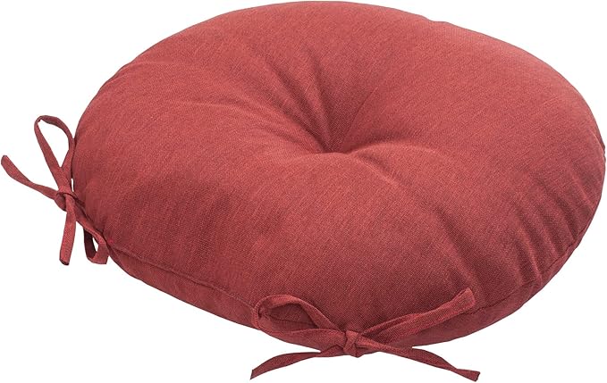 FUNHOME Bistro Chair Cushions 15 inch,Set of 2,Tufted Round Chair Cushions with Ties,15"x15"x4",Water Resistant Round Seat Cushion for Barstool Chairs,Patio Garden Kitchen Outdoor Furniture(Dark Red)