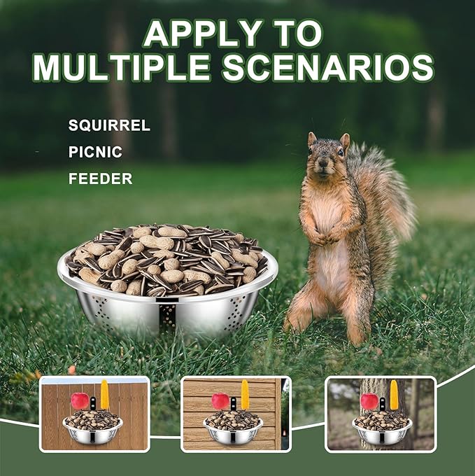 Metal Squirrel Feeders for Outside,Squirrel House for Outdoors, Durable Bowl Tree Mounted of Chipmunk Feeder, Squirrel Food for Backyard Squirrels Hold Corn, Corn Cob, Peanuts (8.5 Inch)