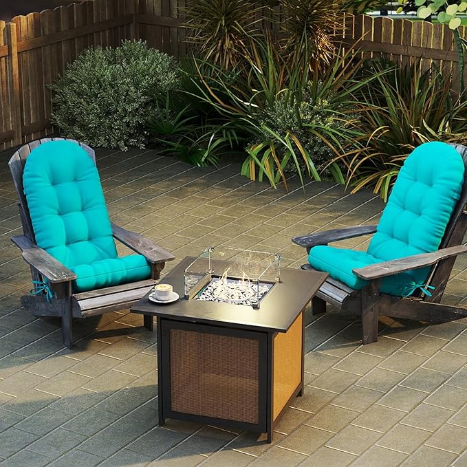 Outdoor Adirondack Chair Cushion, 50x21x4 Inch Rocking Chair Cushions, High Back Patio Soft Seat Pad with Ties, Indoor Outside Use, Fade-Resistant & Waterproof, Lake Blue