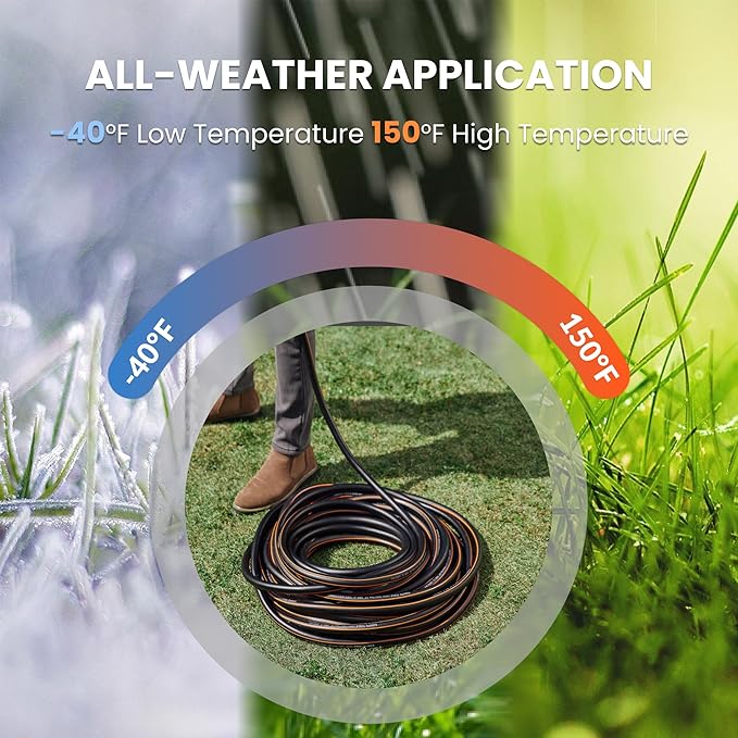 Giraffe Tools Garden Hose 75ft x 5/8", Water Hose Heavy Duty, Lightweight, Flexible Hybrid Hose with Swivel Handle, Male to Female Fittings