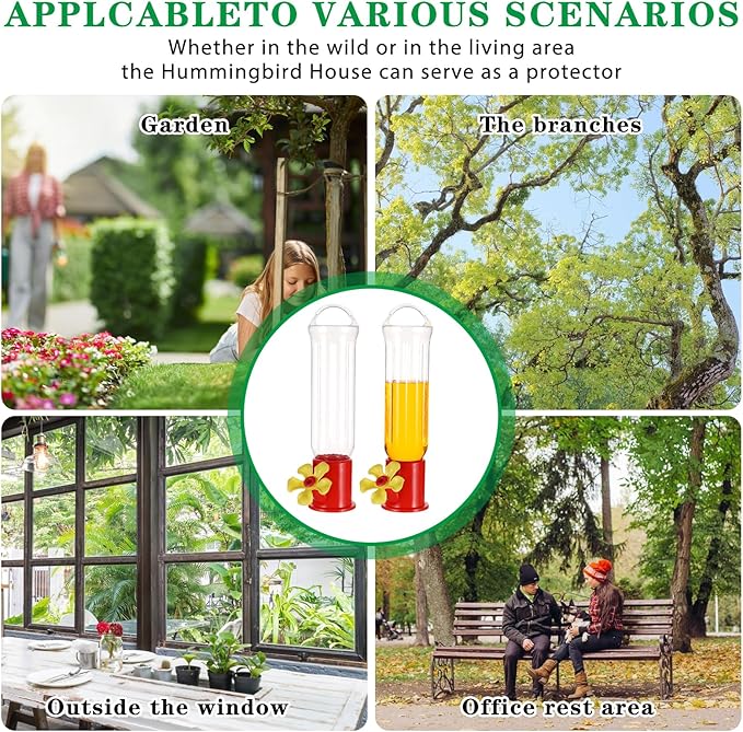 10 Pack Small Hummingbird Feeder for Outdoors Mini Hummingbird Feeders with S Hook Cleaning Brush Plastic Single Hummingbird Feeders for Outdoors Window Hanging