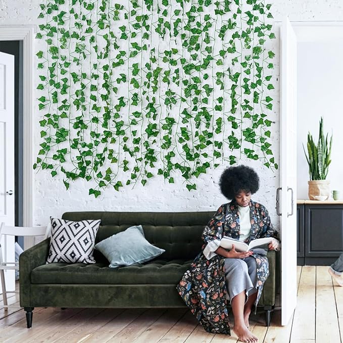 Fake Vines for Room Decor(72Pack518Ft) Aesthetic Artificial Plant Ivy Leaves Hanging Greenery Garlands for Home Bedroom Wall Wedding Christmas Party Office patio Indoor, Outdoor Garden Décor