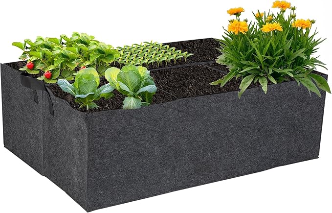 1-Pack 6 Grids Fabric Grow Bags, 3x2x1ft Thickened 400G Nonwoven Fabric Raised Garden Beds with Handles - Indoor Outdoor Planters for Vegetables, Herbs, Flowers