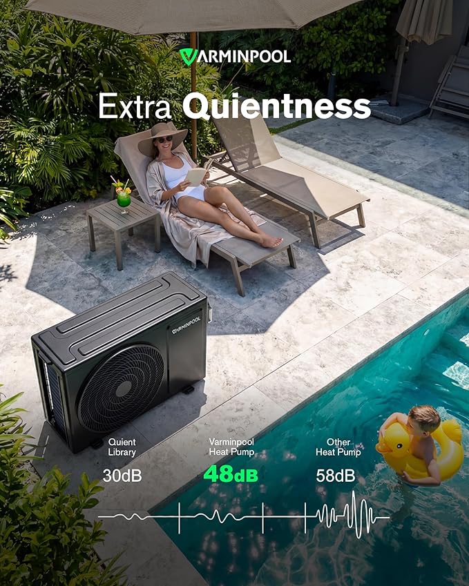 27000 BTU Pool Heat Pump for 7000 Gals Above and Inground Swimming Pool, Smart WiFi Control Electric Pool Heater, Titanium Spiral Heat Exchanger, 120V, Energy Efficient