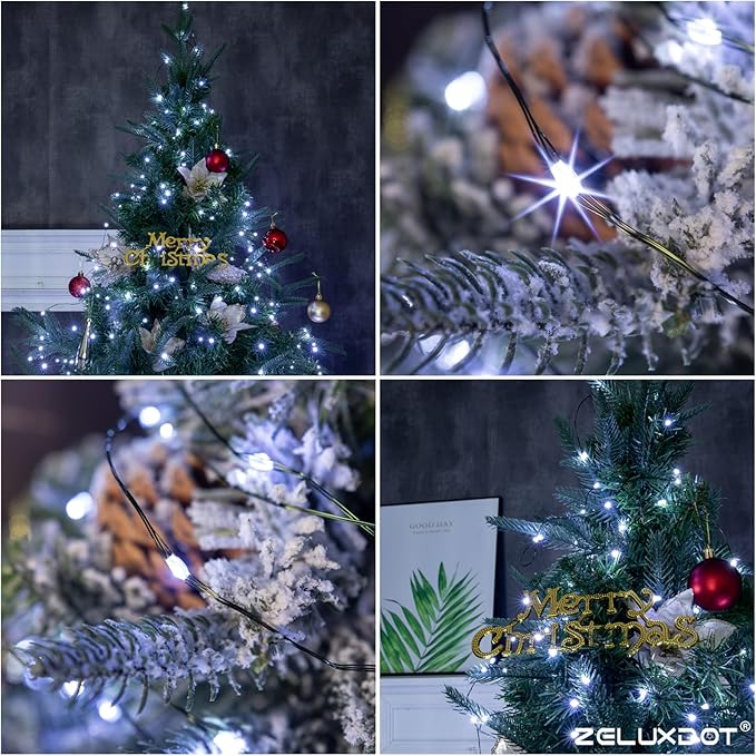 Fairy Lights Plug in,400FT 1200LEDs Waterproof Led String Lights,8 Modes Remote Twinkle Light for Outdoor Indoor Christmas Wedding Birthday Garden Party Decorations,Green Wire,Cool White