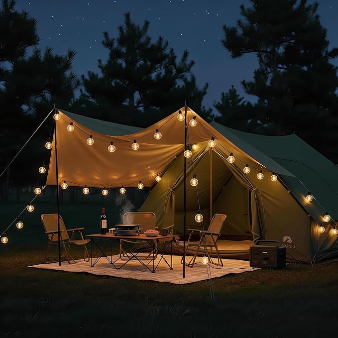RTTY Classic Series Outdoor String Lights 50 FT Globe LED Patio Lights with G40 Plastic Bulbs,Waterproof Shatterproof Dimmable Connectable Hanging for Backyard Porch Balcony Party Cafe Deck Decor