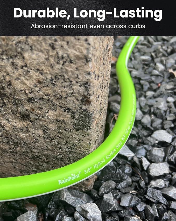 RAINPOINT Short Garden Hose 10ft - Lightweight Water Hose with Swivel Handle - Flexible, Heavy Duty, Hybrid Rubber, with Male to Female Fittings