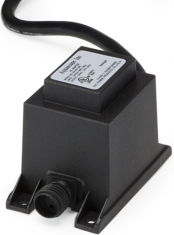 Aquascape 98485 Plug-in Garden, Pond, and Fountain Lighting 12V Quick-Connect Transformer, 20-Watt, Black