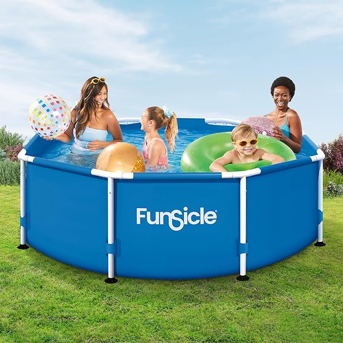 Funsicle Activity 8' x 30" Round Above Ground Swimming Pool, Includes FiltraBoost 400 GPH Filter Pump with AutoSkimmer, Type I Filter Cartridge & Repair Patch